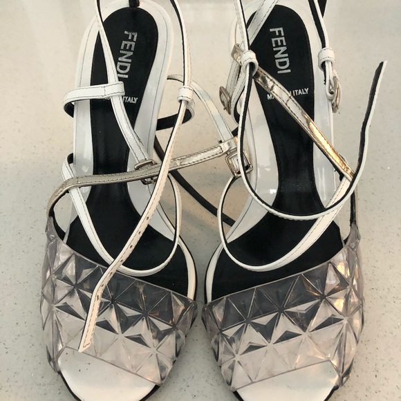 fendi white heels